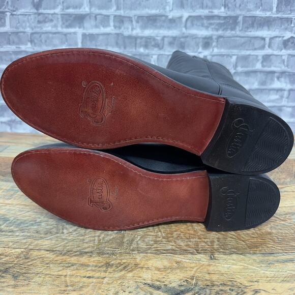 Justin Boots Jackson 10 Inch Round Toe Roper Black Western 3133 Mens Sz 10.5 EE0 - Picture 7 of 7